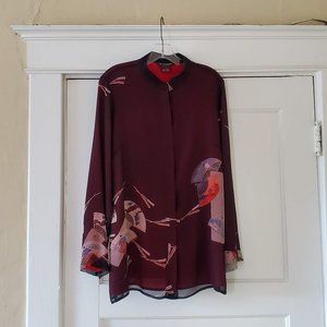 Citron Santa Monica Oriental Print Blouse Size L